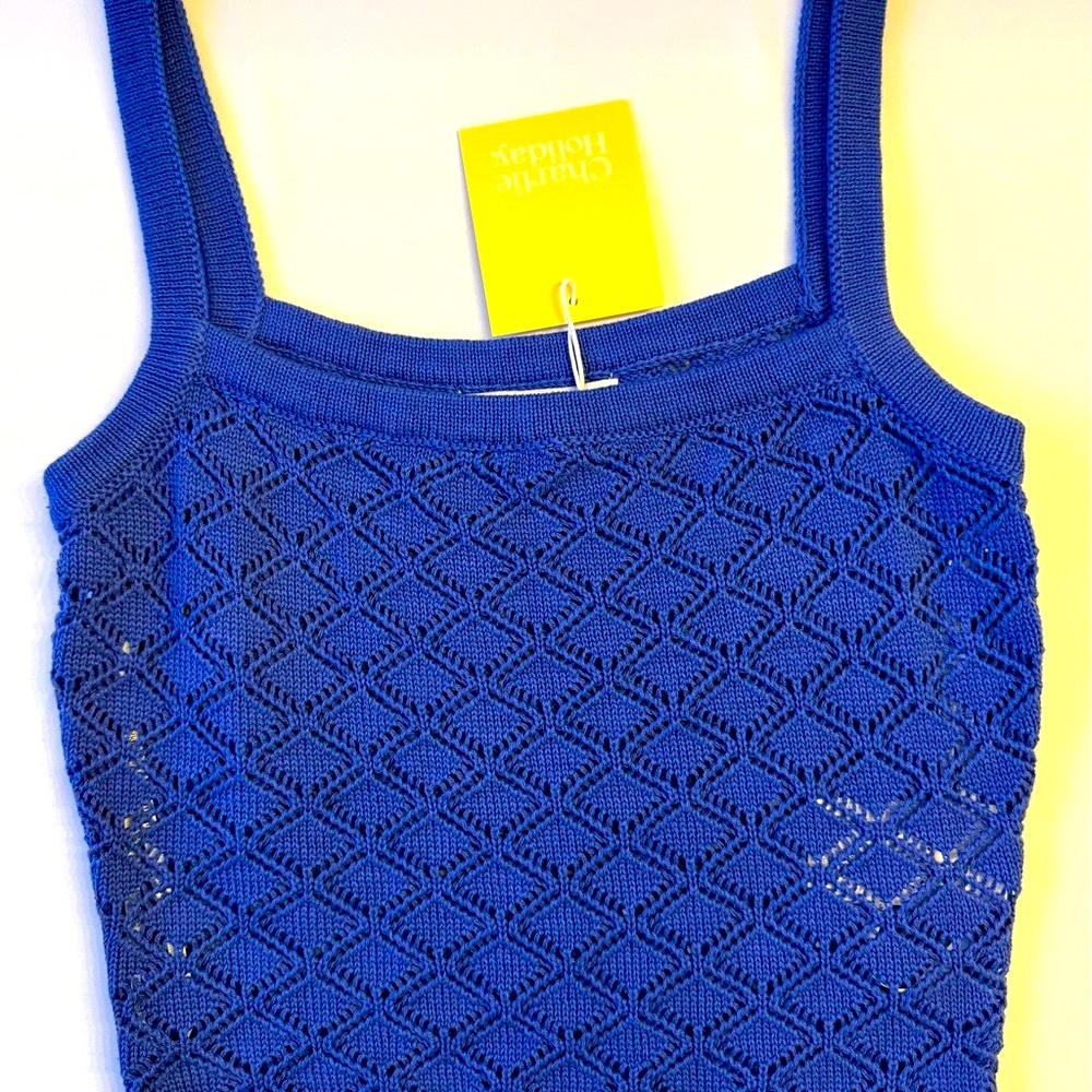 Anthropology Charlie Holiday NWT XS Blue Knit Tank Top